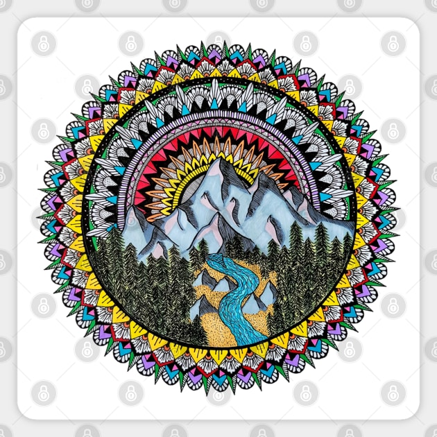 Rising Sun Mandala Sticker by Art by Rory 